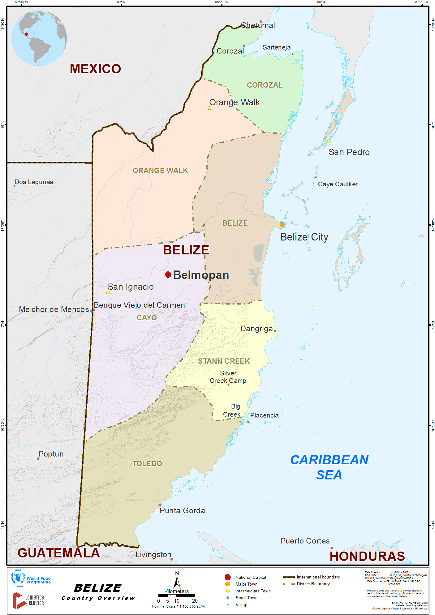 Belize Country Map