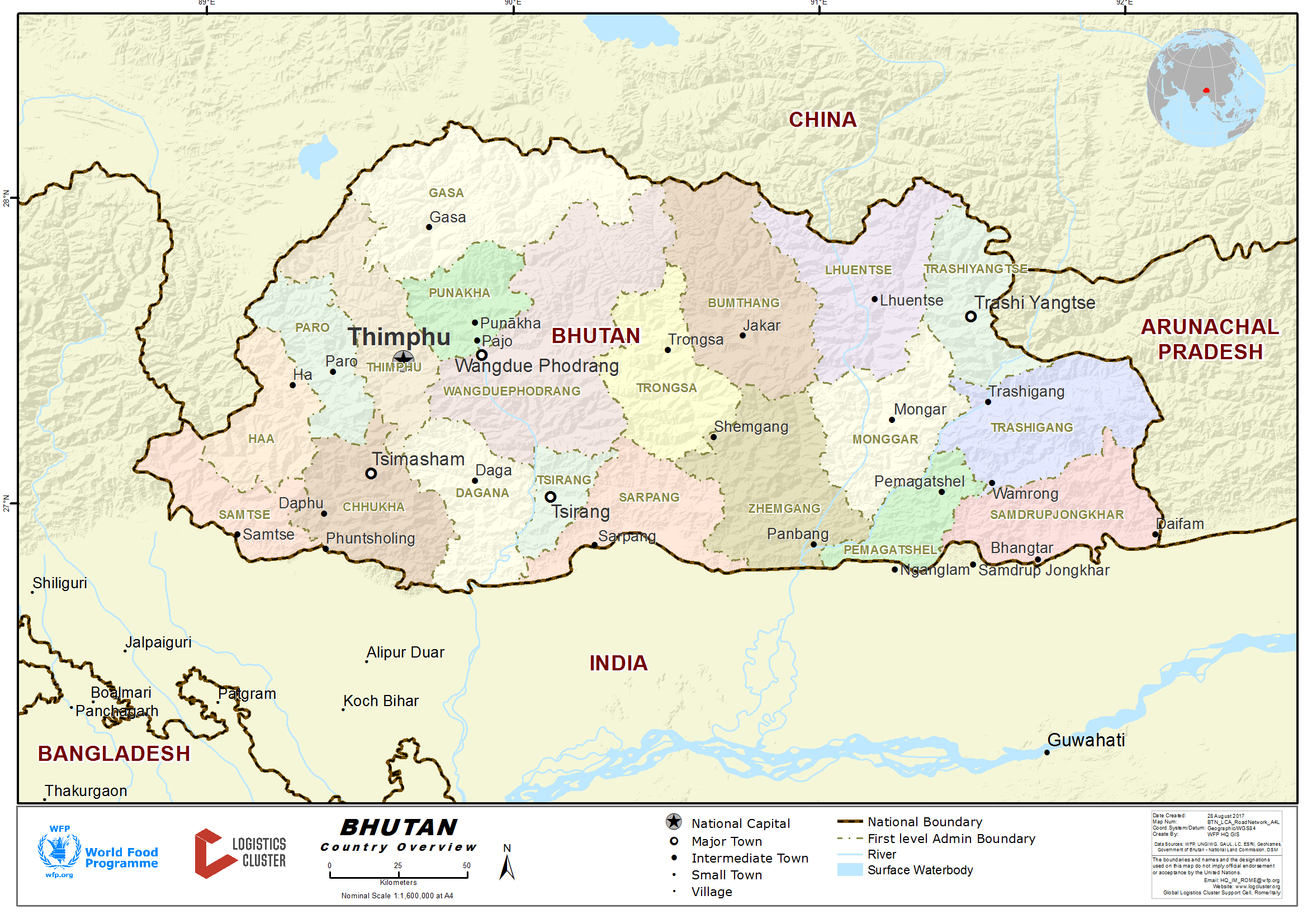 Bhutan Country Map