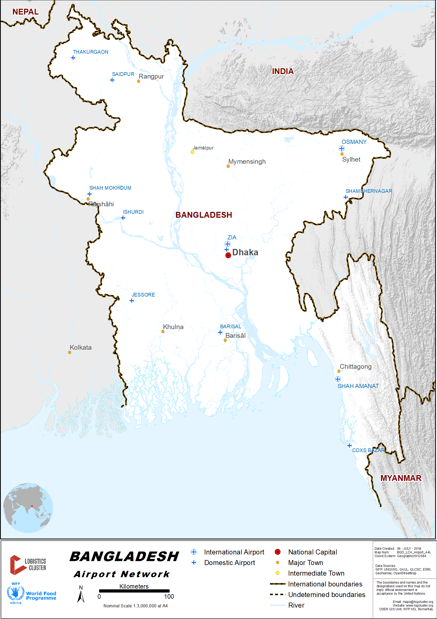 Bangladesh Airport Map