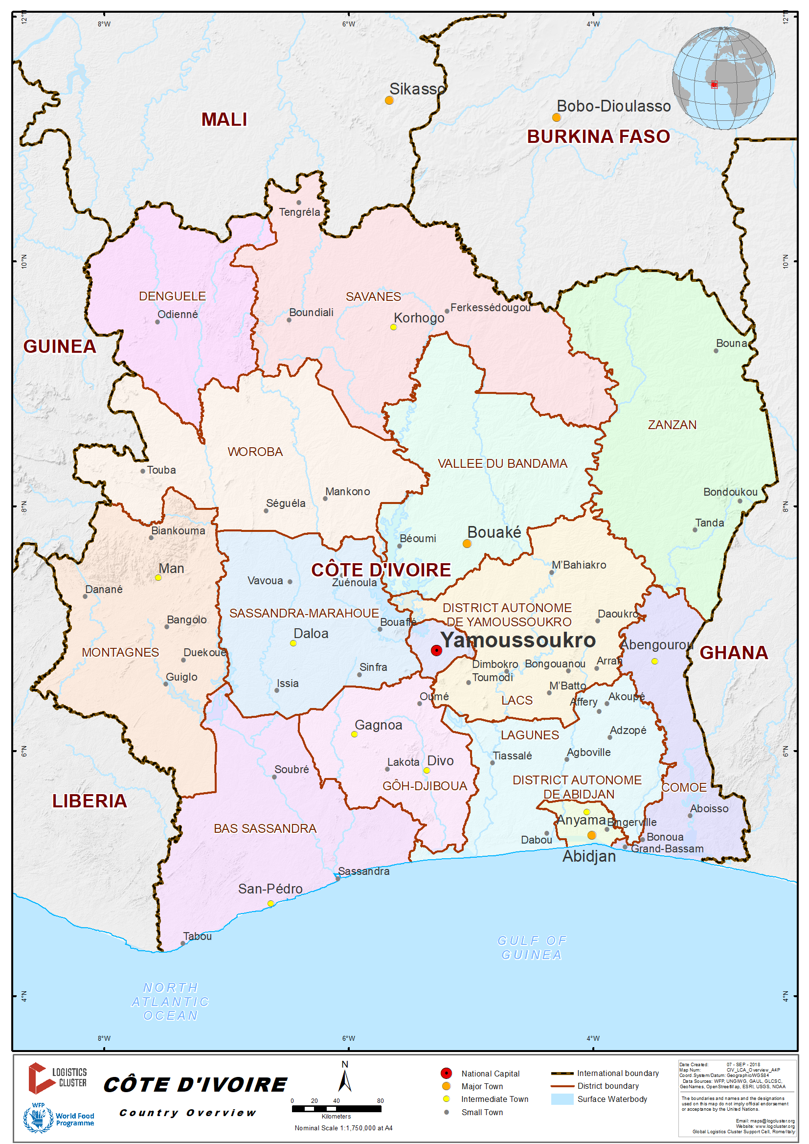 Côte d'Ivoire Country Map