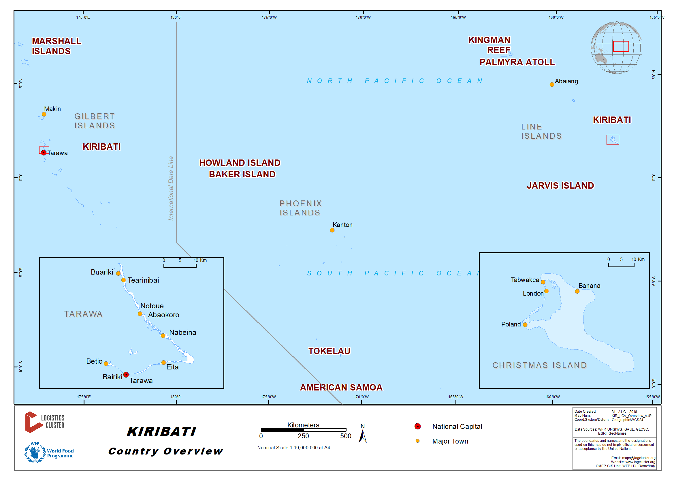 Kiribati Country Map