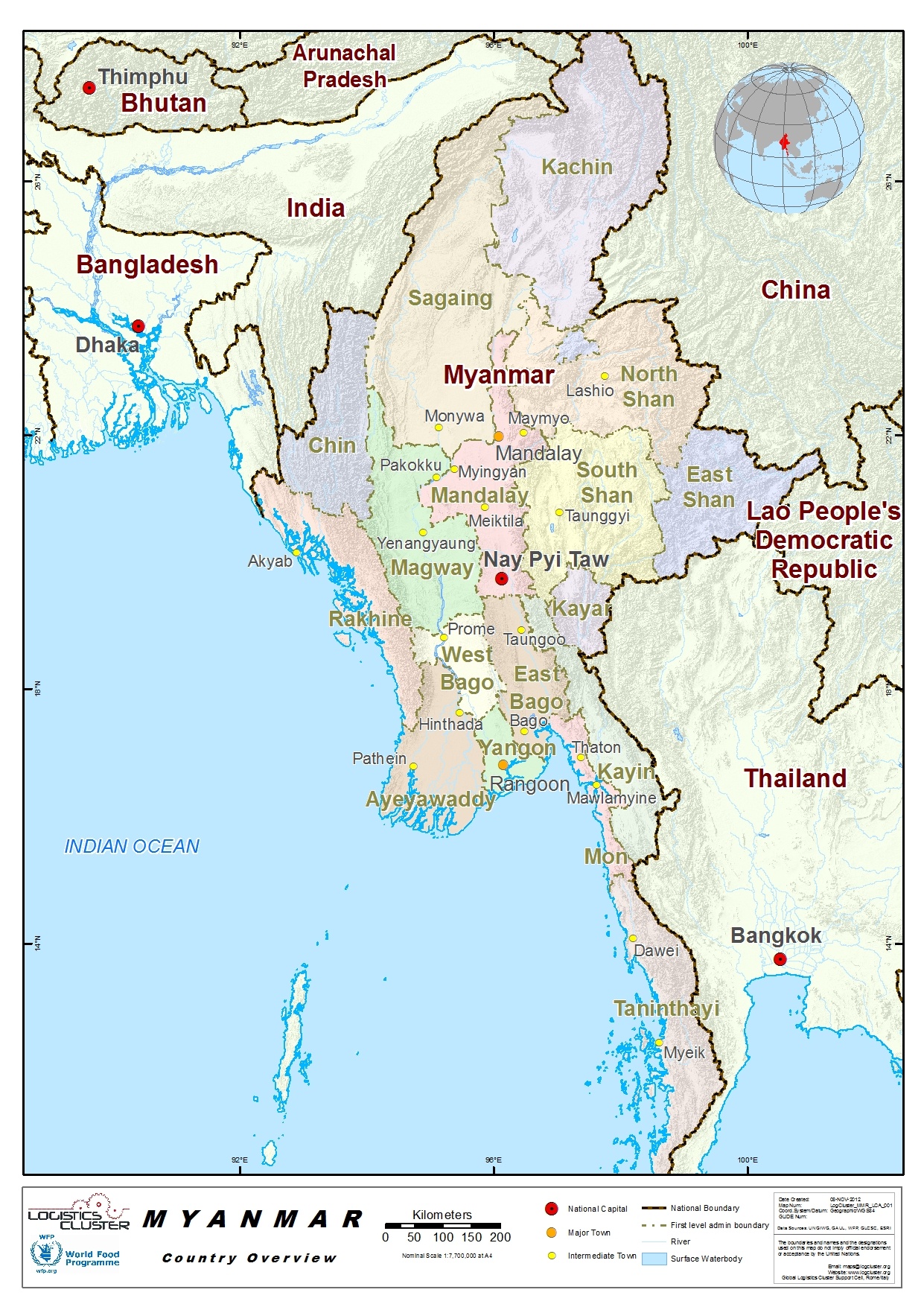 Myanmar Country Map