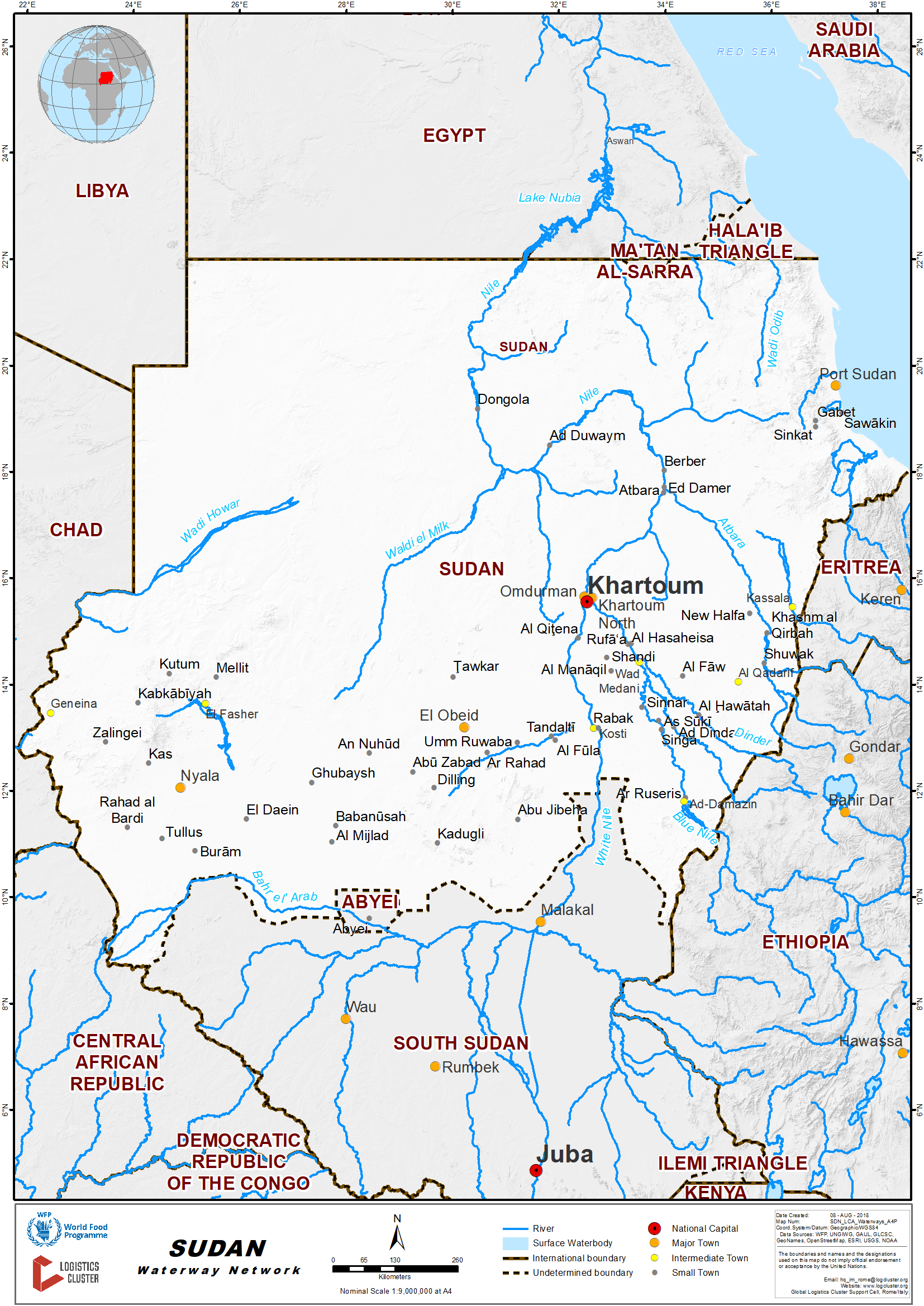 Sudan Waterways Map