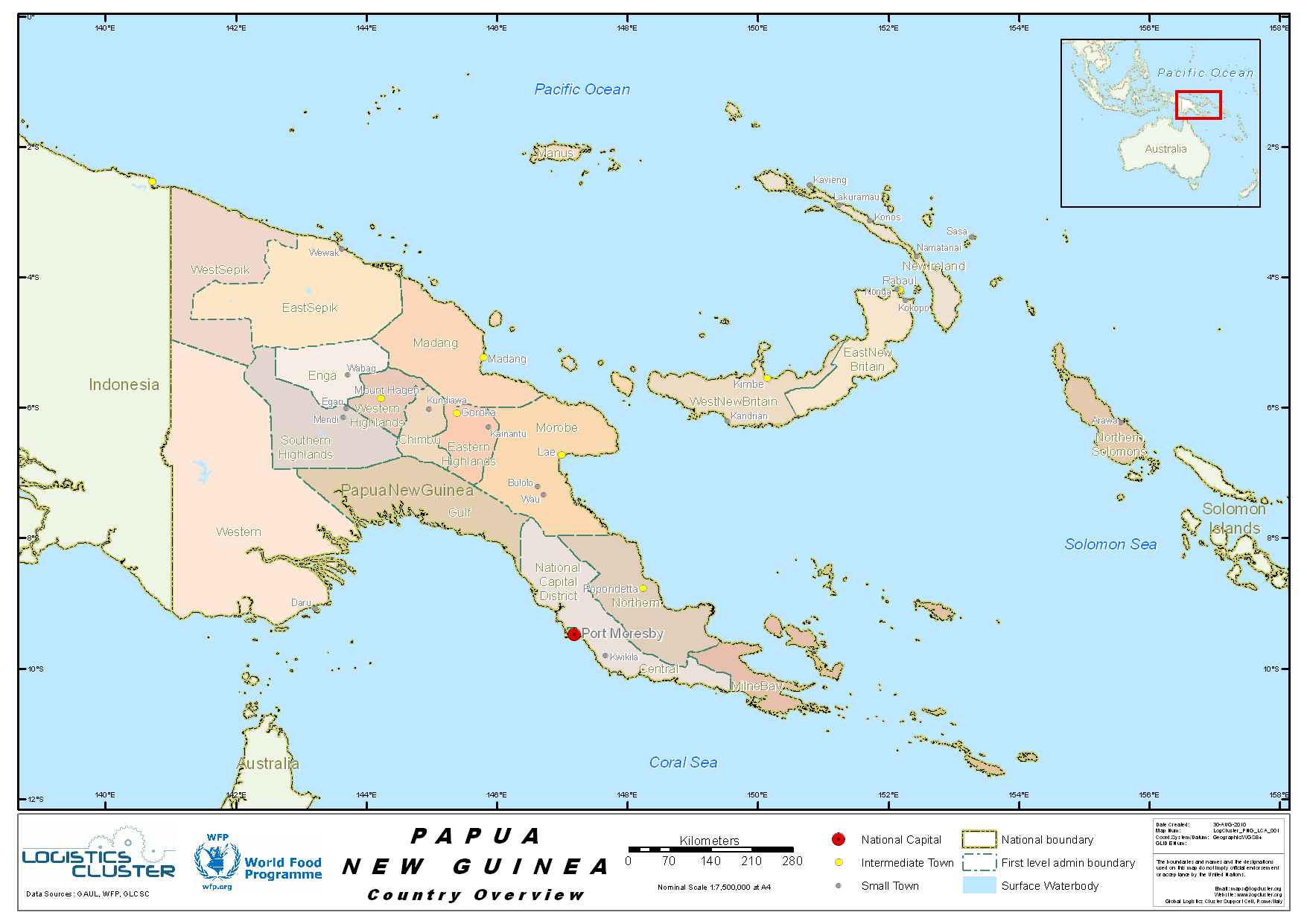 Papua New Guinea Country Map